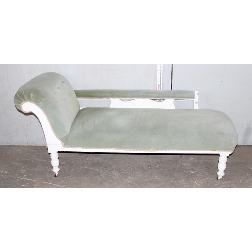 123 - Antique chaise lounge with mint green upholstery