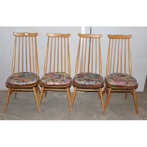 131 - Set of 4 blonde Ercol Goldsmith pattern dining chairs