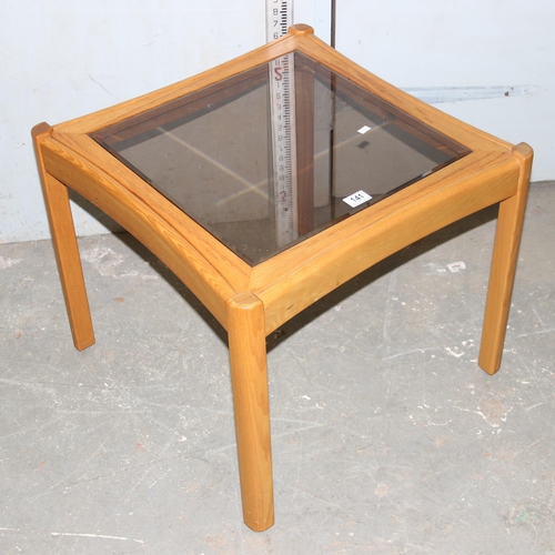 141 - Blonde Ercol glass topped side table