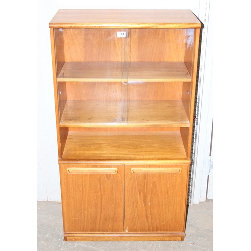 144 - Retro Meredew bookcase with sliding glass doors