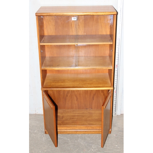 144 - Retro Meredew bookcase with sliding glass doors