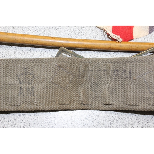 1453 - Qty of assorted military items to inc 1941 dated Air Ministry bag, copper bugle, pig sticker bayonet... 