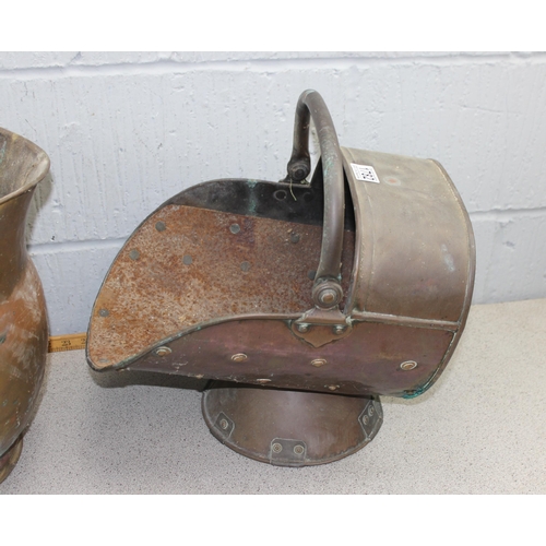 1782 - 3 vintage copper coal buckets