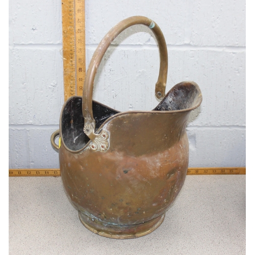 1782 - 3 vintage copper coal buckets