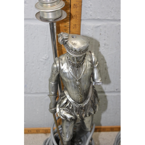 246 - A pair of vintage silver plated lamps formed as medieval male and female figures