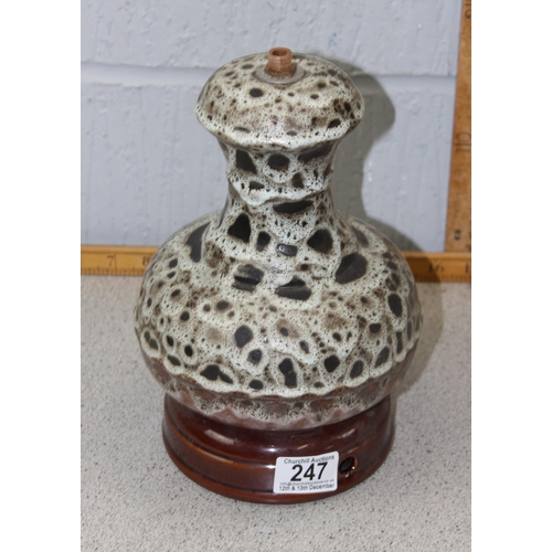 247 - A West German pottery lamp base and a pottery lamp formed as a 1930's detective (2)