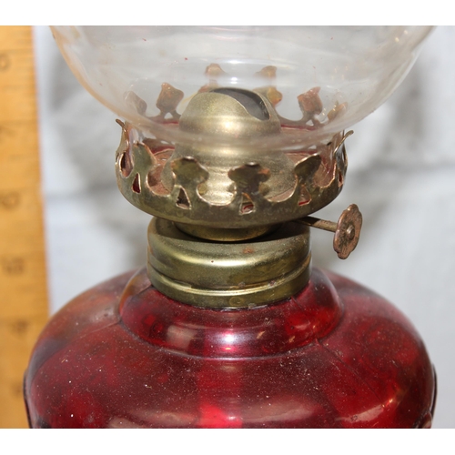 251 - 2 vintage brass and glass oil lamps