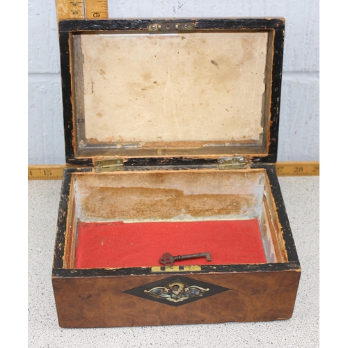 294 - An antique wooden sewing box or jewellery box