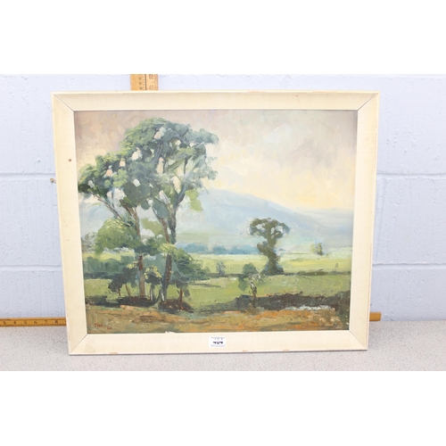 464 - Mid-century landscape oil on board, signed Jones 65 bottom left