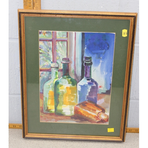 465 - Stephanie Lena Greenhalgh (British 1915–2006), watercolour of coloured bottles, Olive Britton waterc... 