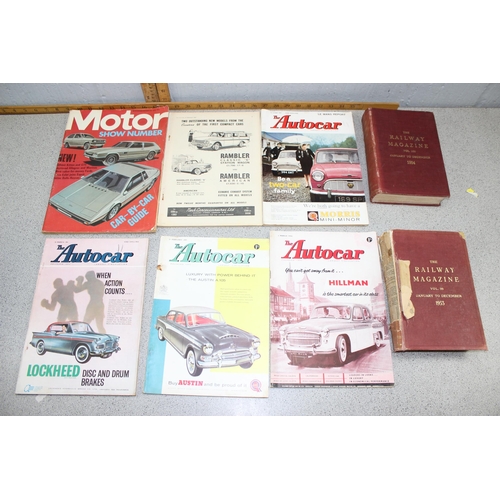 584 - Qty of assorted vintage Autocar magazines, 1950's and other motoring and train related books