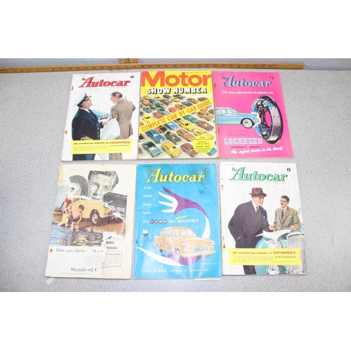 584 - Qty of assorted vintage Autocar magazines, 1950's and other motoring and train related books