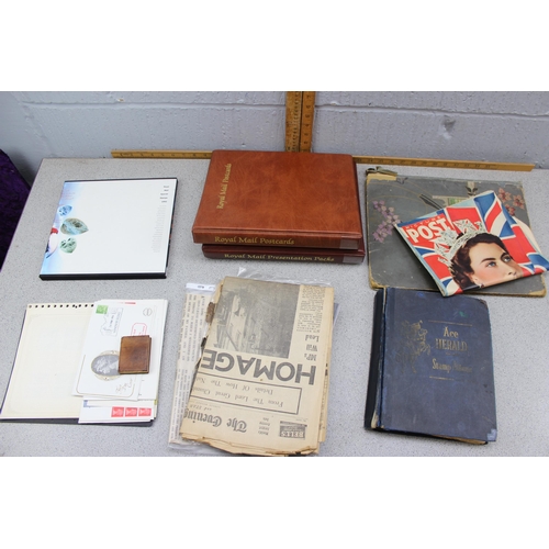 589 - Qty of assorted stamps, stamp album, 2 FCD albums, other ephemera etc