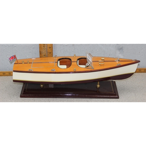 1551 - Wooden model of a vintage teak top river launch motorboat