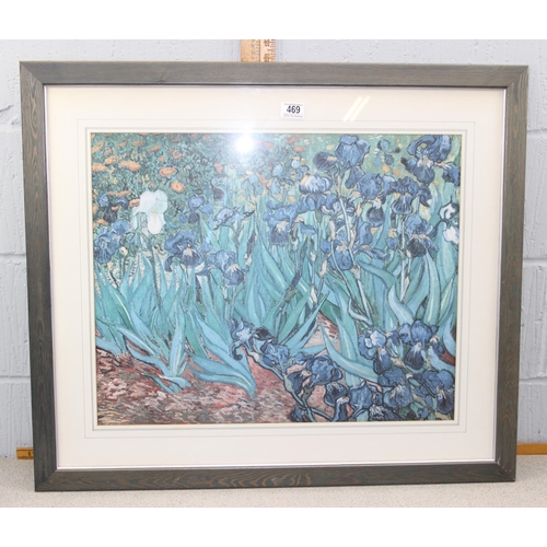 469 - Vincent Van Gogh Iris print and a hand painted on glass Lilly painting by Pamela Ward (2)