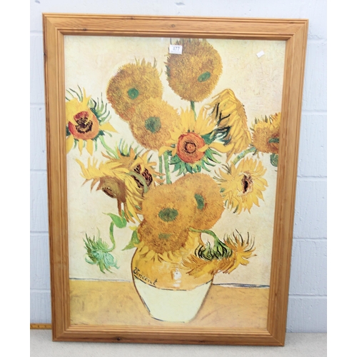 477 - Large framed print of Vincent Van Gogh's Sunflowers