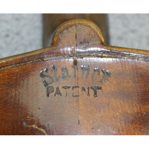 683 - Vintage 3/4 violin with bow in wooden case with Jacobus Stainer label to the interior.