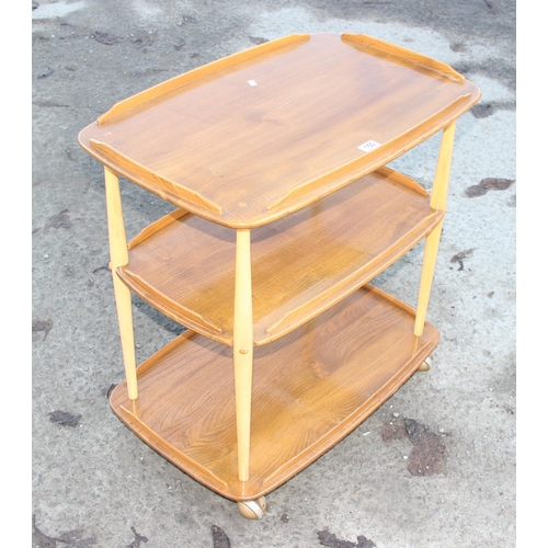 150 - Blonde Ercol 3 tier drinks serving trolley