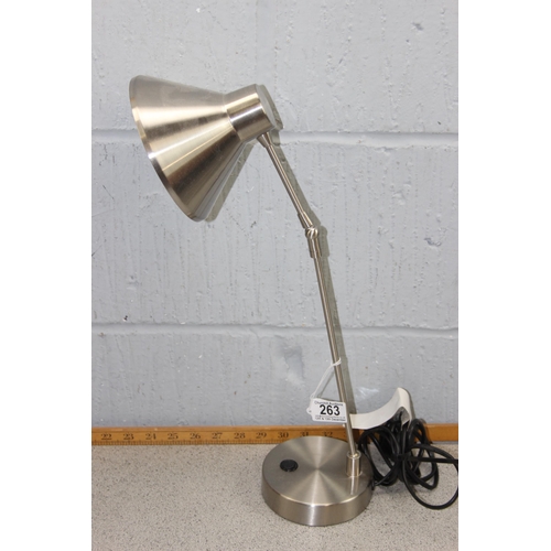 263 - 3 table lamps to include a brushed chrome Anglepoise type lamp