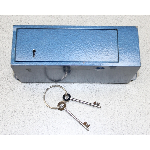 893 - Small blue floor safe with key