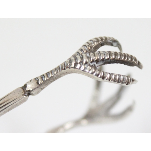 1034 - 2 antique sterling silver sugar tongs, one with bird feet, Birmingham 1897 by Levi & Salaman, the ot... 