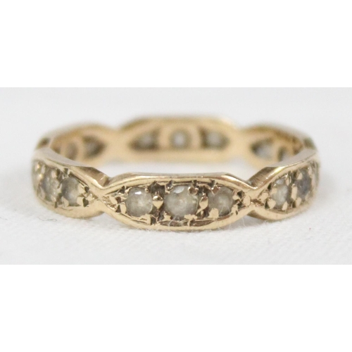 1119 - 9ct gold and diamond eternity ring, approx size M, approx 1.75g gross