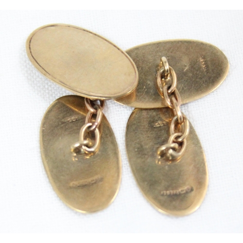 1128 - A pair of 9ct gold cufflinks, Birmingham 1967, approx 4.94g gross