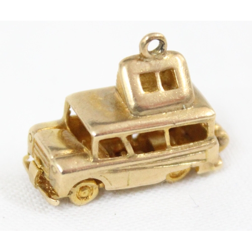 1135 - 9ct gold charm of a camper van with opening interior, Birmingham 1963, approx 4.44g gross