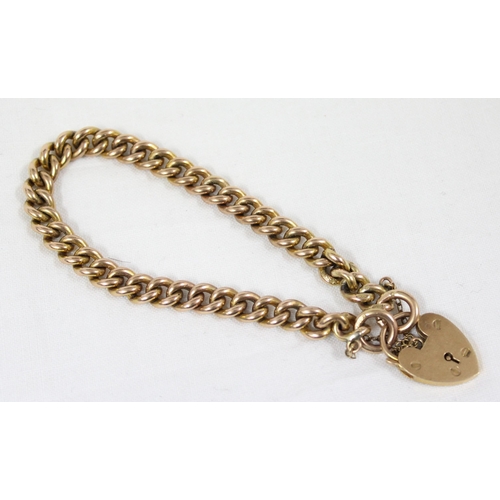 1145 - 9ct gold chain link padlock bracelet, Birmingham 1963, approx 29.03g gross