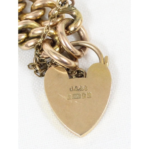 1145 - 9ct gold chain link padlock bracelet, Birmingham 1963, approx 29.03g gross