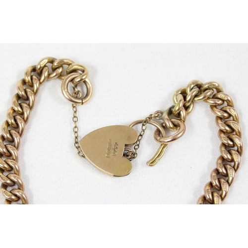 1145 - 9ct gold chain link padlock bracelet, Birmingham 1963, approx 29.03g gross