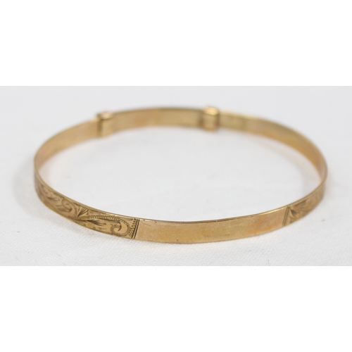 1150 - 9ct gold adjustable bangle, Birmingham 1971, approx 6.33g gross