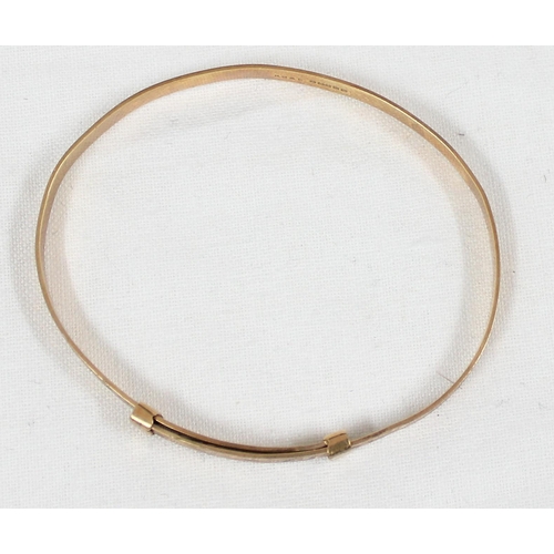 1150 - 9ct gold adjustable bangle, Birmingham 1971, approx 6.33g gross