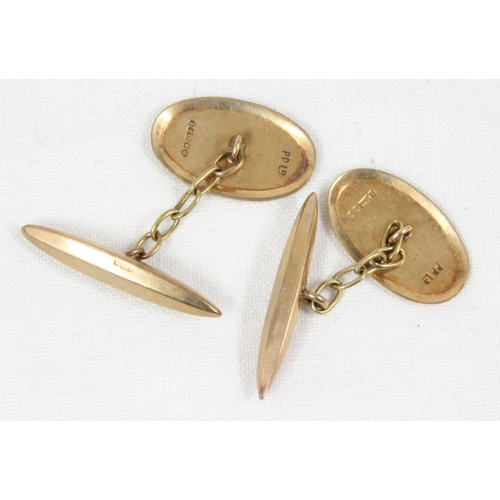 1152 - A pair of 9ct gold cufflinks, Sheffield 1947, approx 3.21g gross