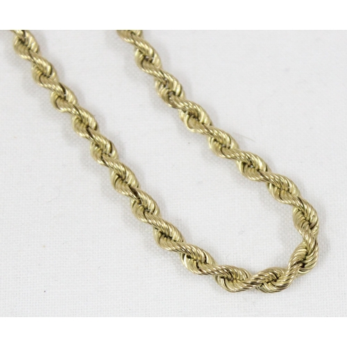 1154 - 9ct gold rope twist chain necklace, Italian with import marks for Sheffield, approx 66cm long, appro... 