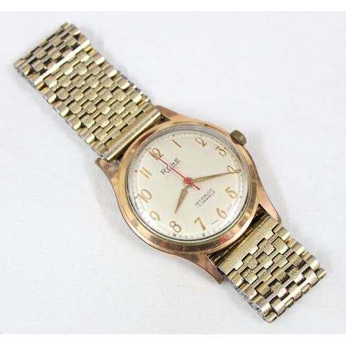 1322 - A vintage Rone wristwatch in gold plated case with NSA strap and another spare NSA strap, in origina... 