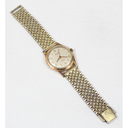 1322 - A vintage Rone wristwatch in gold plated case with NSA strap and another spare NSA strap, in origina... 