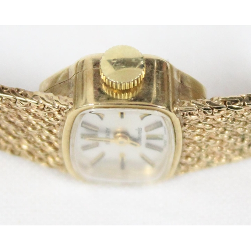 1324 - 9ct gold ladies Rotary watch with 9ct gold mesh strap, approx 28.32g gross, indistinctly marked but ... 