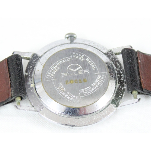 1325 - A vintage Buler Swiss made mechanical watch with leather strap