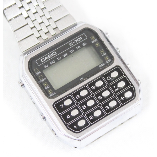 1326 - A retro Casio 133 C-701 calculator watch with stainless steel strap