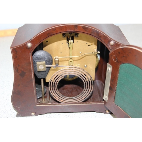 1332 - 2 Edwardian mantle clocks to include a Smiths Enfield Bakelite and a square faced oak cased example