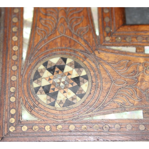 1685 - Antique oak photo frame with detailed inlay of mother of pearl, brass & stone.