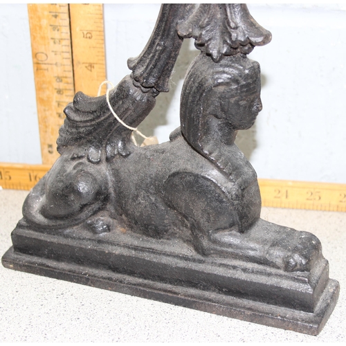 1832 - Vintage cast iron Sphynx door stop with 'ALDWIN' stamped to the back