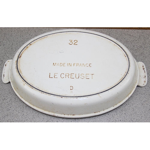 1834 - Quantity of Le Creuset and enamel wear, to include white Le Creuset 22cm stew pot & orange Le Creuse... 