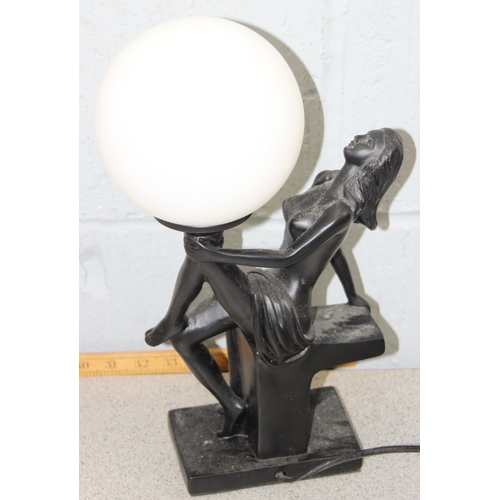 267 - 3 table lamps to include an Art Deco style nude lady