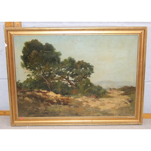 511 - Early 20th century oil on board of a coastal sand dune, signed indistinctly lower left