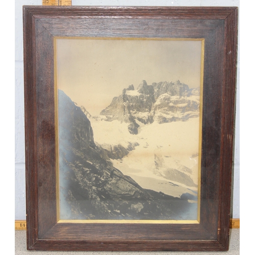 516 - 4 pictures to include an antique photo of a mountain range & a French gallery promotional poster fro... 