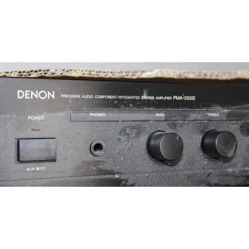 821 - Mixed audio lot to include Denon PMA-250lll hifi amplifier & Kenwood car speakers