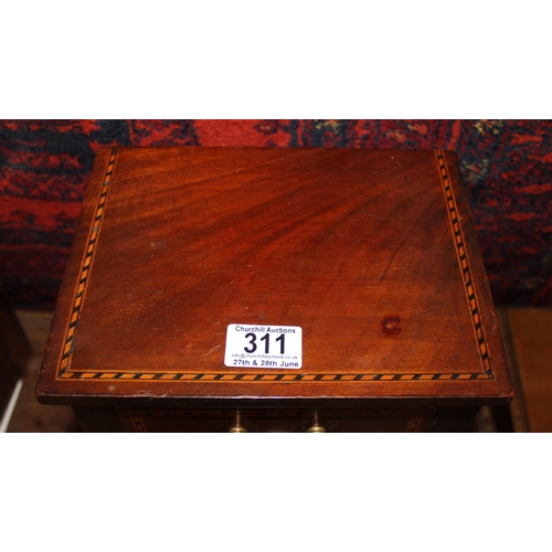 301 - A small Edwardian mahogany 2 drawer collectors chest with cross banded decoration