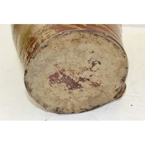 1885 - A 19th century glazed stoneware barrel with armorial crest